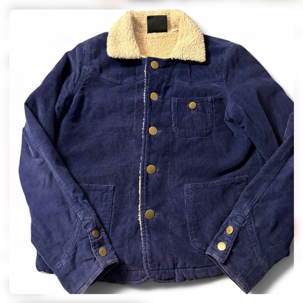 BDG Cream Sherpa Navy Corduroy Jacket